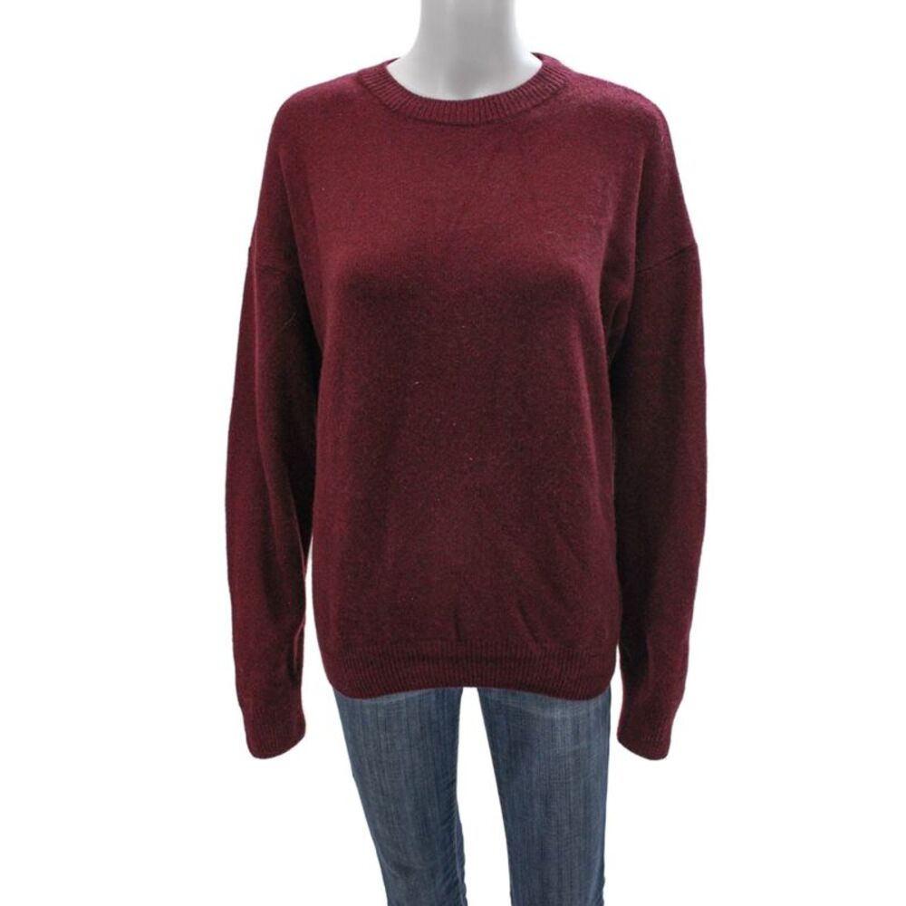 Zara Women Cashmere Crew Neck Pullover Sweater Red Long Sleeve Size L